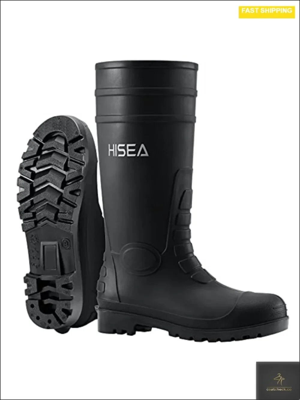 Steel-Toe Rain Boots, Waterproof PVC Rubber, Non-Slip Work Boots for Men